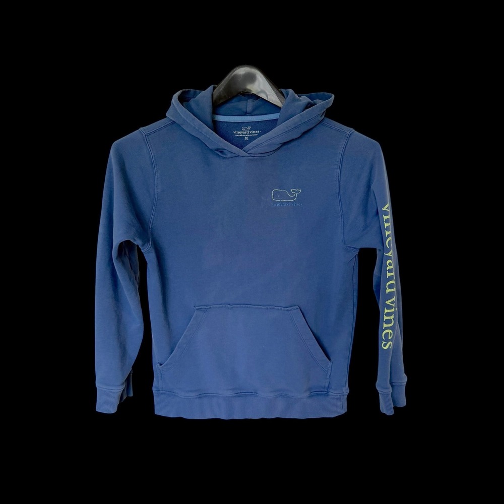 Vineyard Vines Boys Blue Whale Hoodie Sweatshirt M 12-14 Distressed